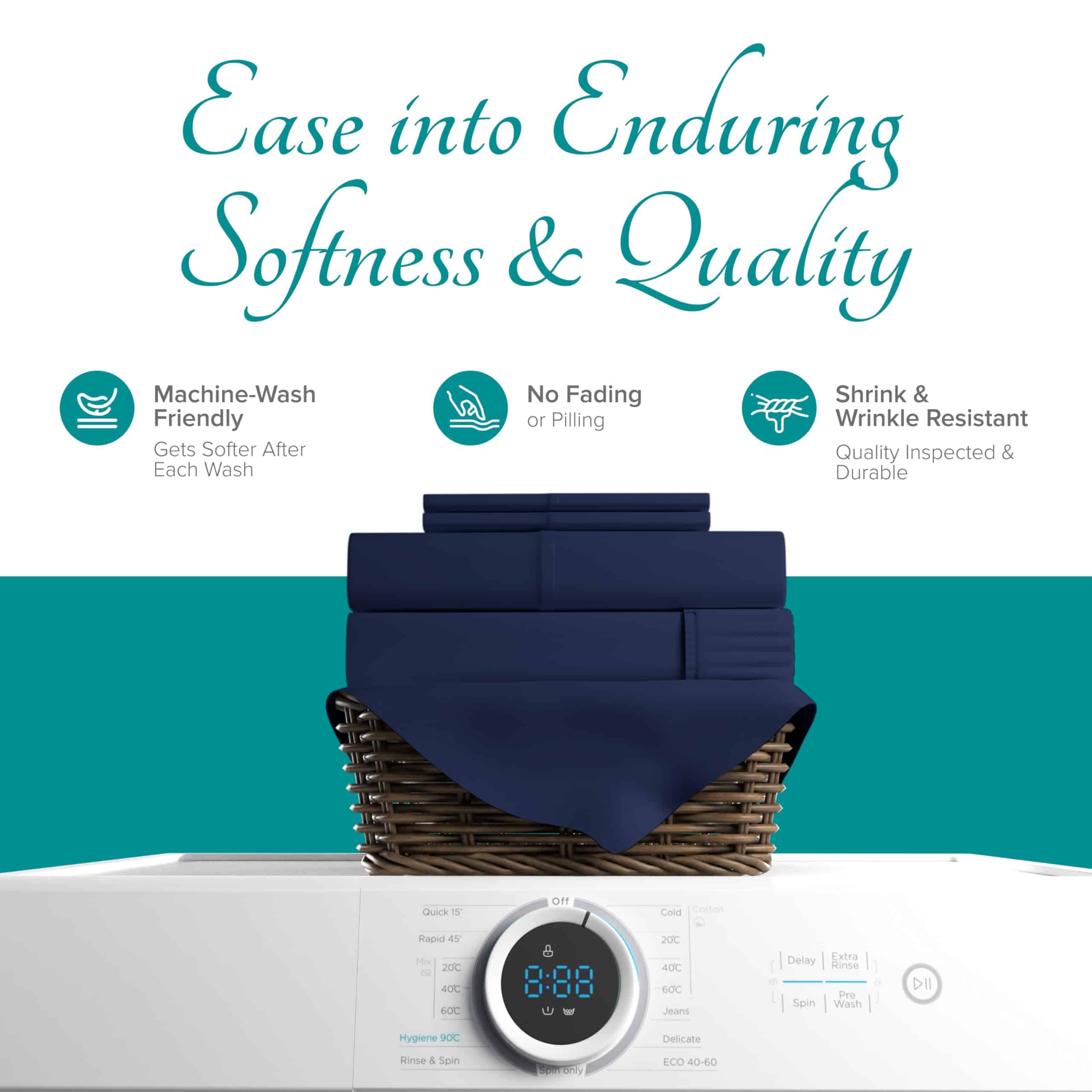 Juego de Sábanas 100% Algodón Egipcio de -Navy Blue - Imagen 9