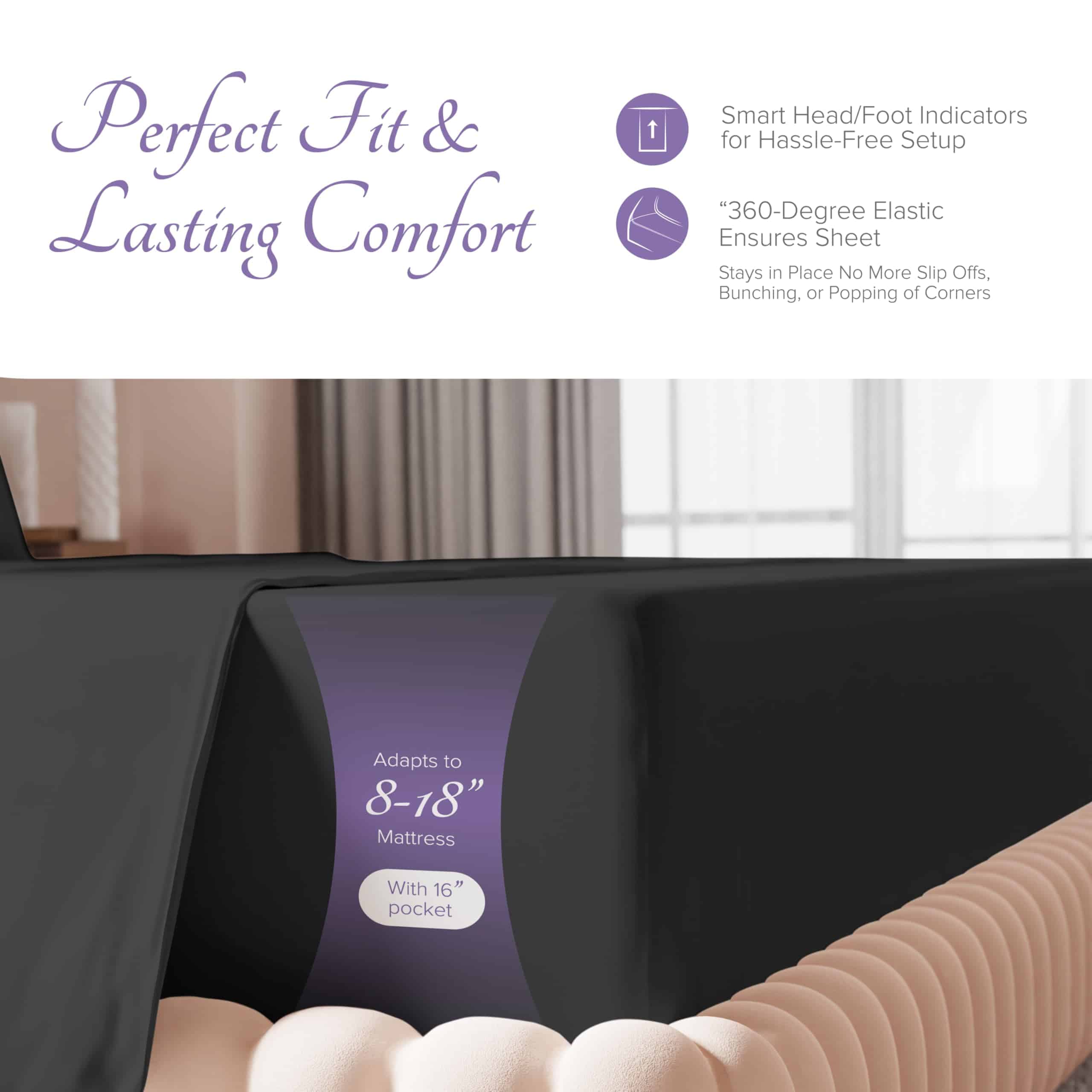 Juego de Sábanas de Algodón Egipcio Carressa Twin - Twin de - Imagen 6