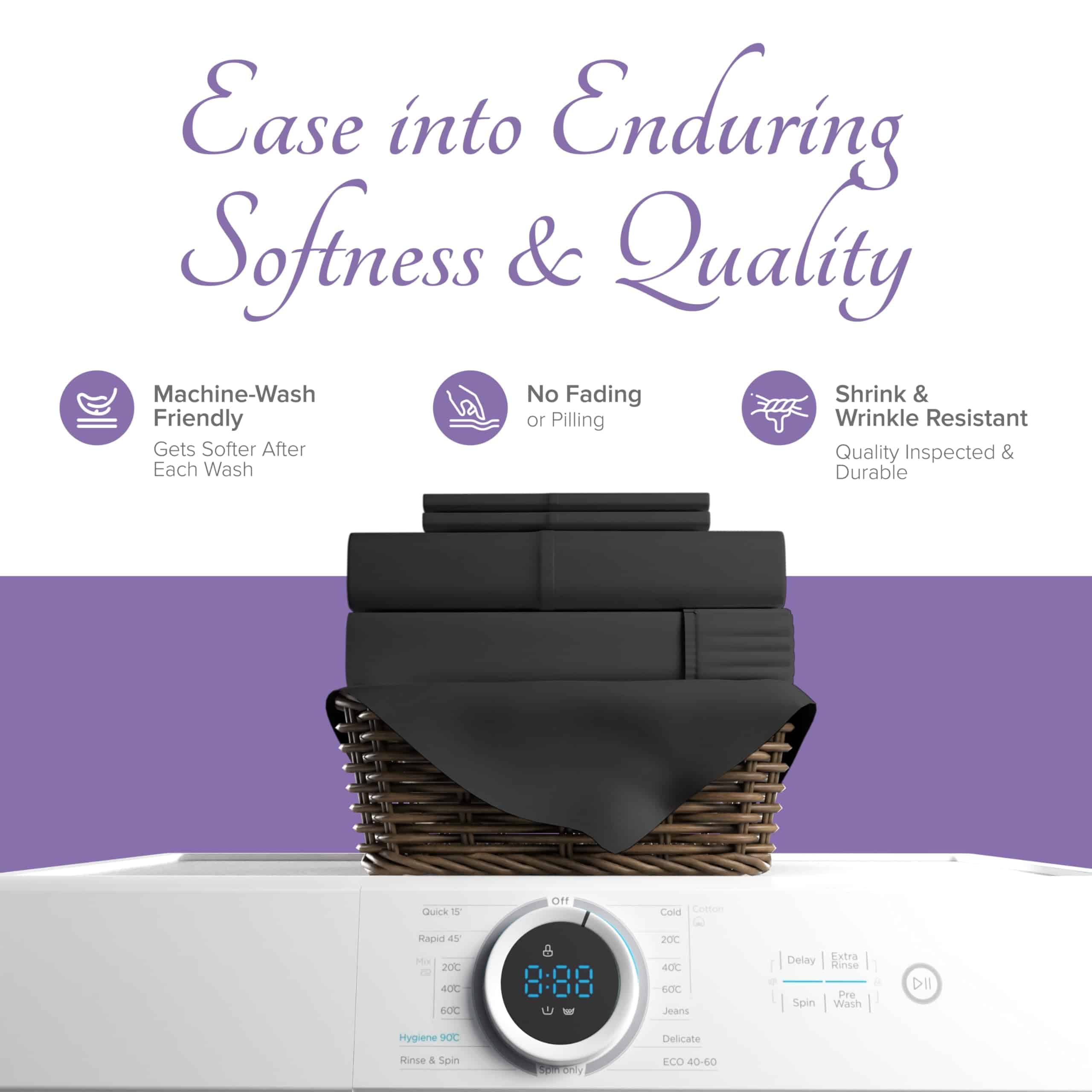 Juego de Sábanas de Algodón Egipcio Carressa Twin - Twin de - Imagen 8