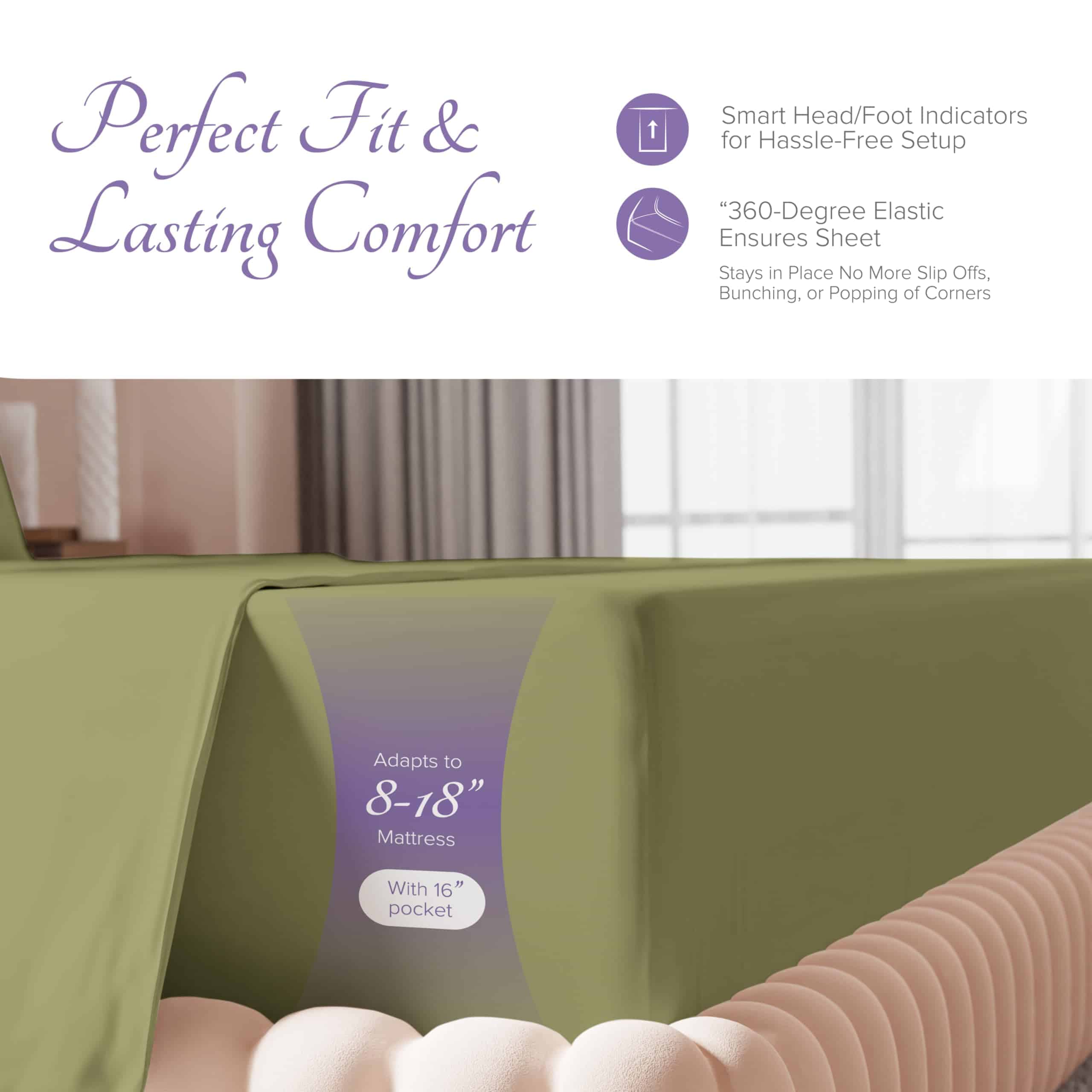 Conjunto de sábanas ajustables Carressa Linen 100% algodón - Imagen 6