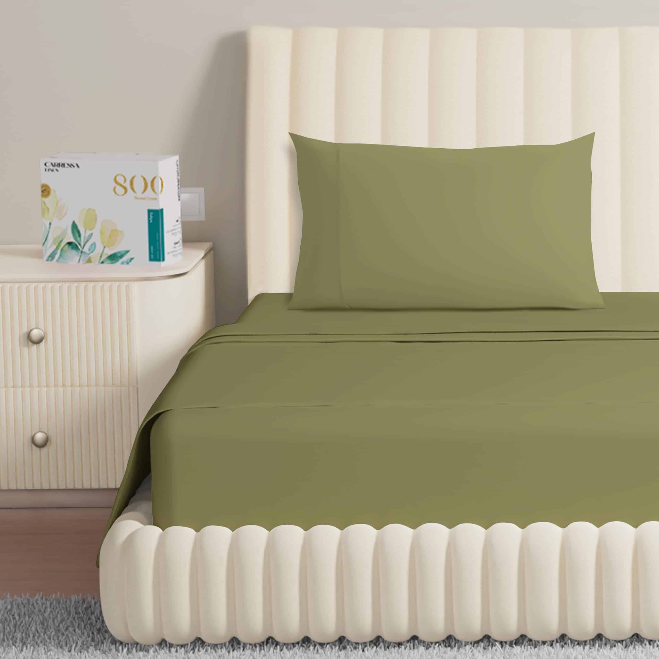 Juego de Sábanas Carressa Linen 100% Algodón -Verde Salvia