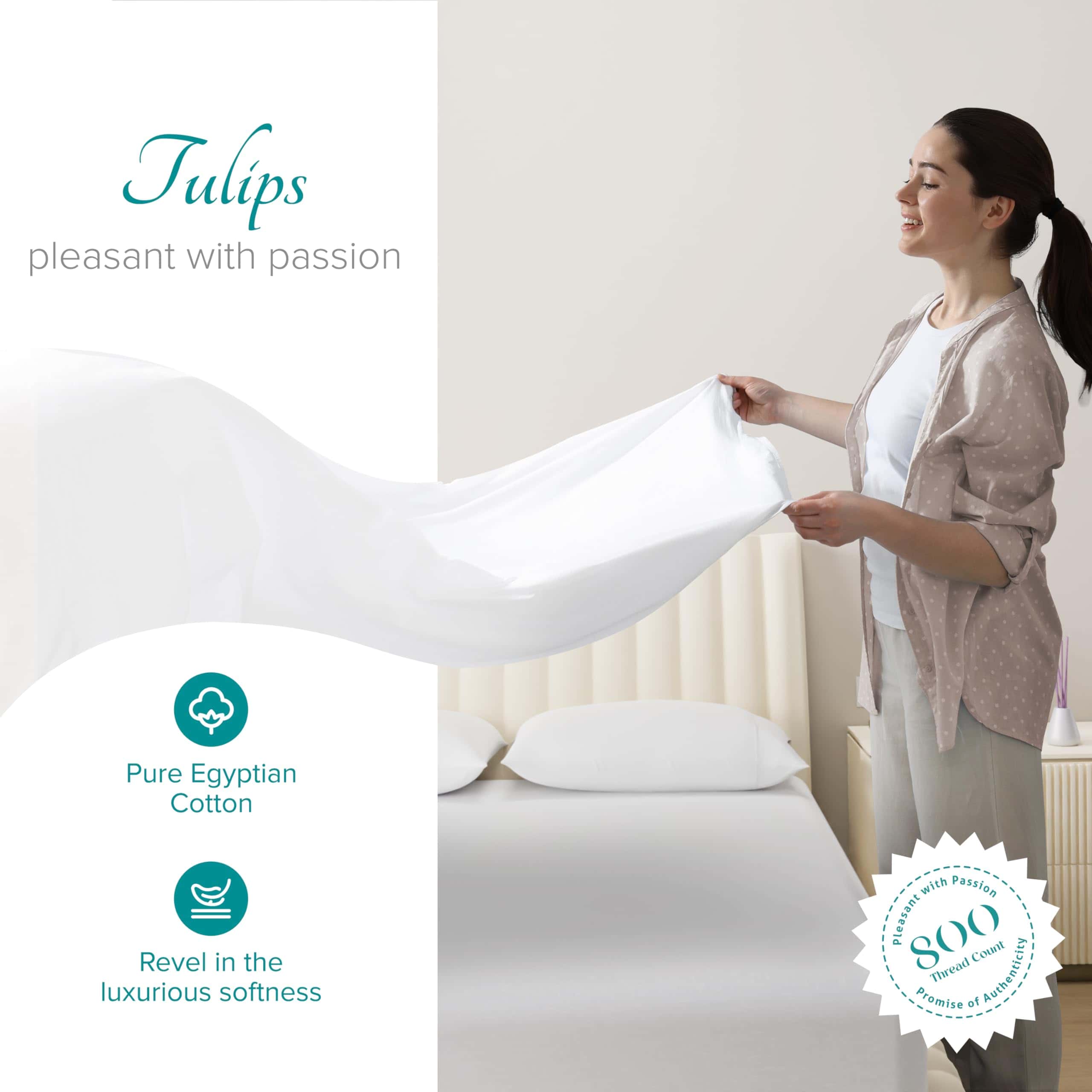 Juego de sábanas 100% algodón egipcio Carressa Linen tamaño - Imagen 3