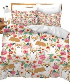 Set de Ropa de Cama Corgi Lindo con Estampado de Perro