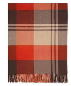 Manta de Lana Pura Temminc para Sofá, Suave -Grisáceo Naranj