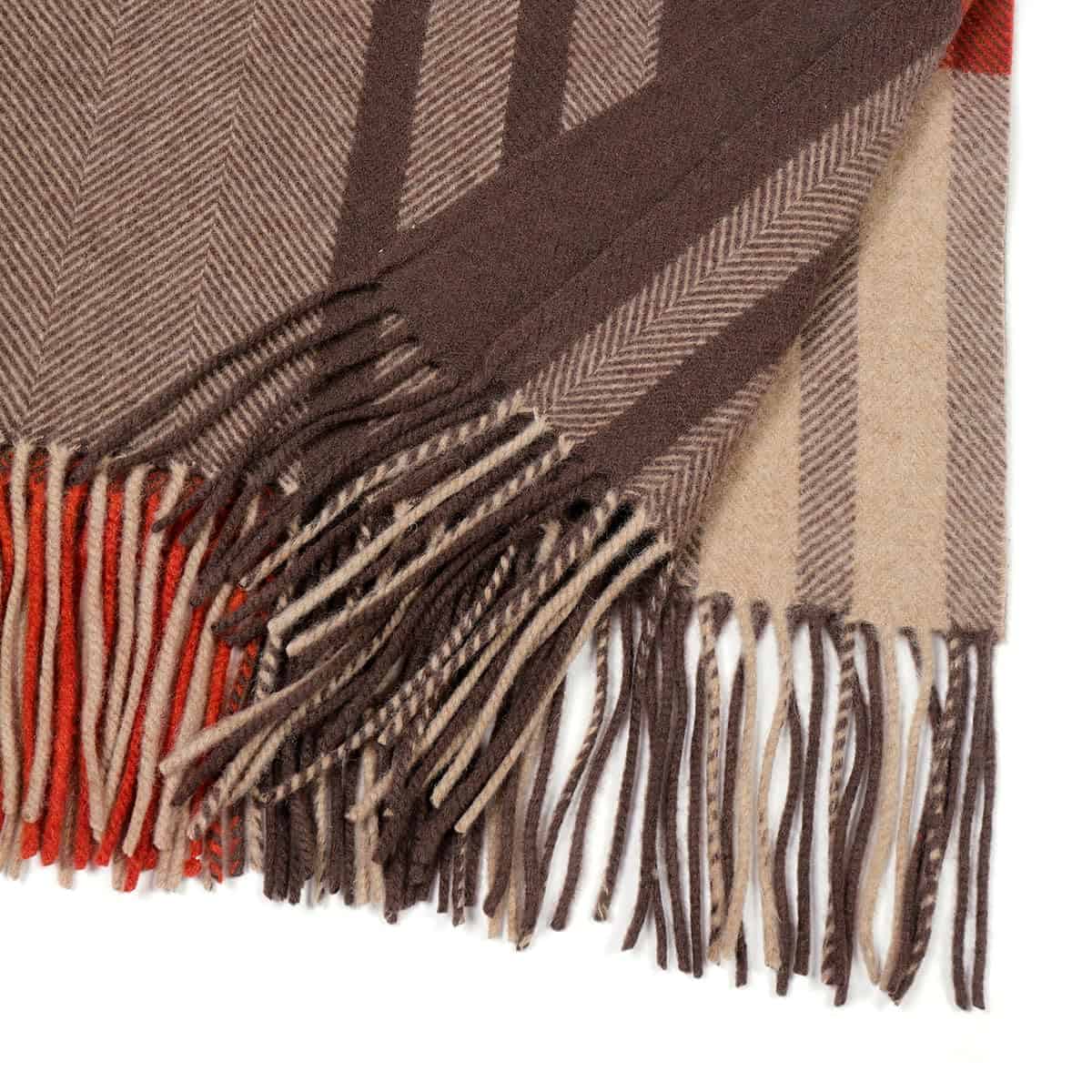 Manta de Lana Pura Temminc para Sofá, Suave -Grisáceo Naranj - Imagen 8