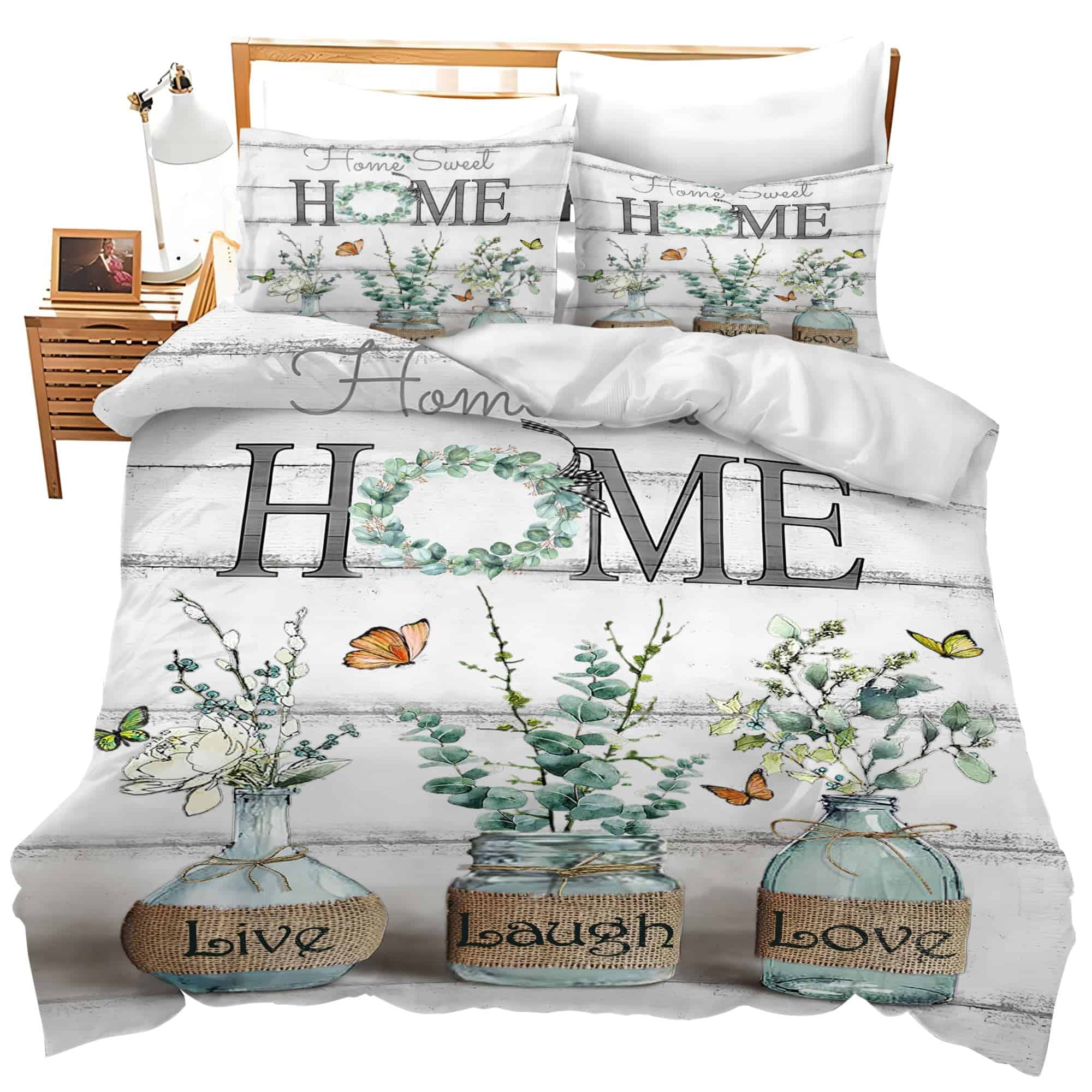 Juego de Ropa de Cama de Eucalipto de Estilo Granja Hoja