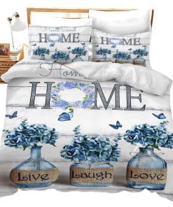 Set de Ropa de Cama Floral de Hortensias Azules para
