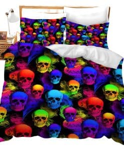 Juego de Ropa de Cama de Calavera de Azúcar Gótica