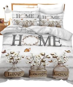 Set de Ropa de Cama de Algodón Floral de Casa Dulce Hogar