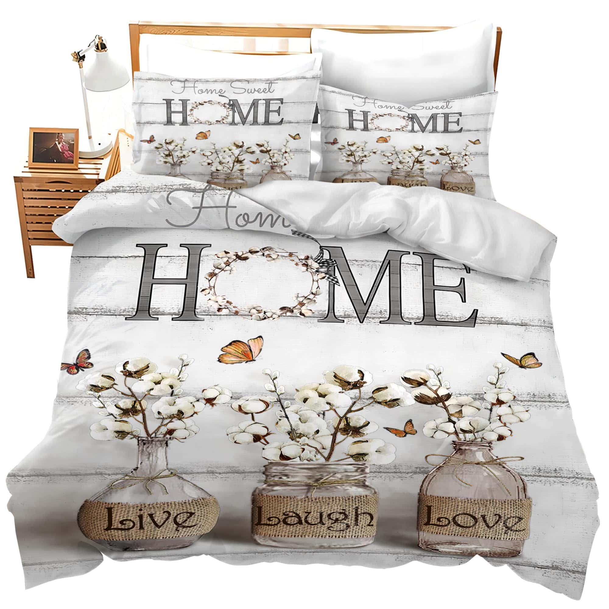 Juego de Ropa de Cama de Algodón Floral para Granja Hogar