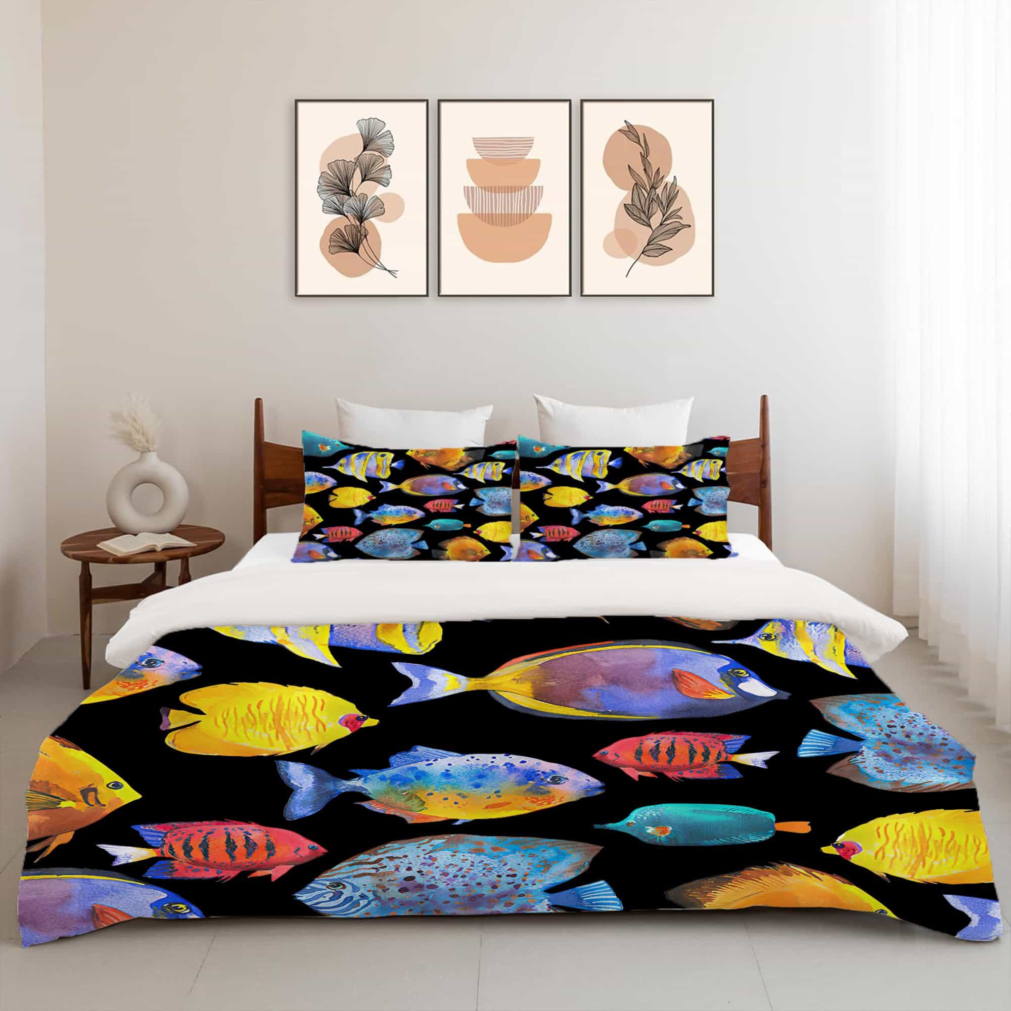 Juego de Ropa de Cama con Estampado de Peces Tropicales - Imagen 3