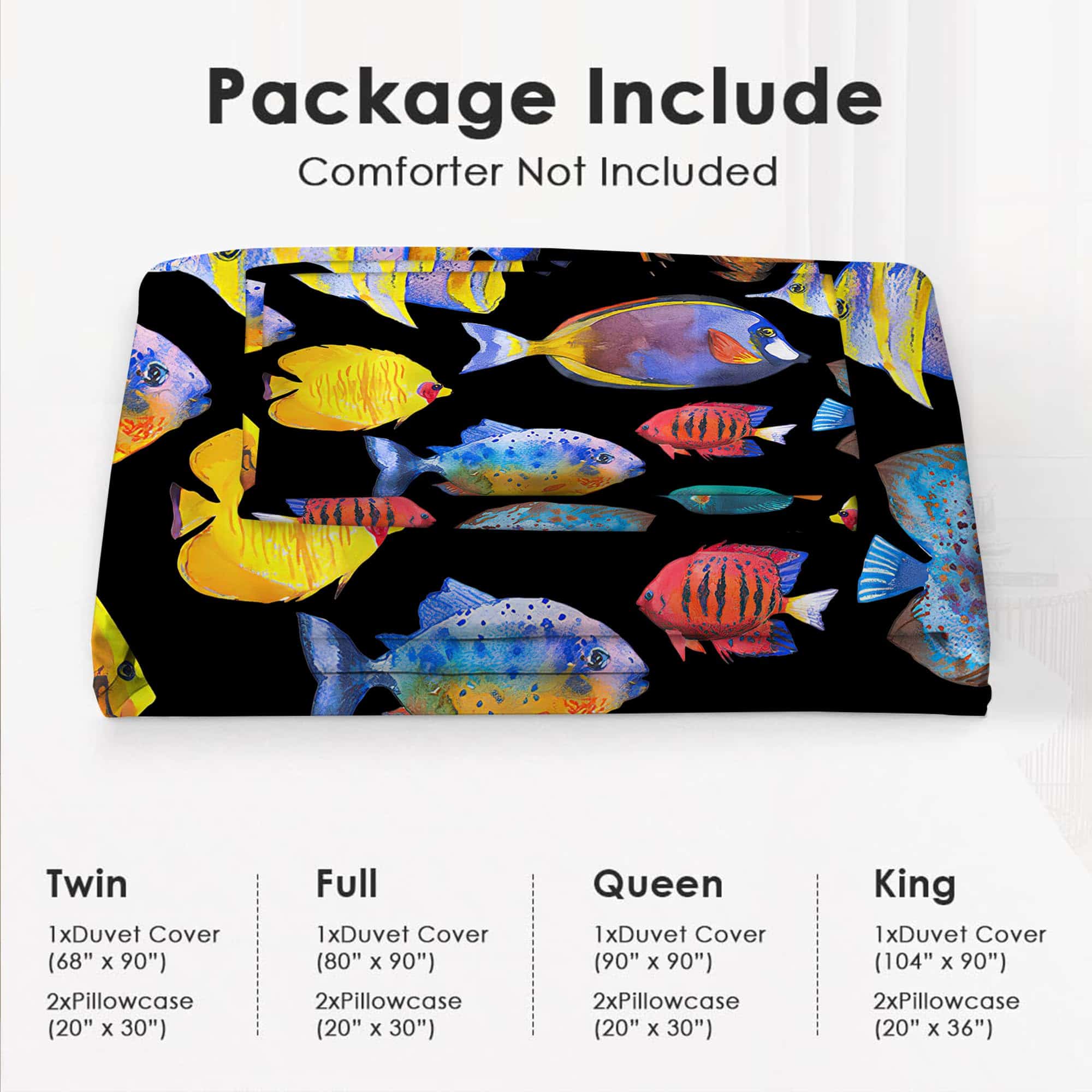 Juego de Ropa de Cama con Estampado de Peces Tropicales - Imagen 7