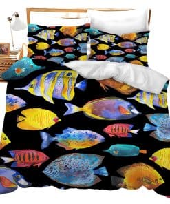 Juego de Ropa de Cama con Estampado de Peces Tropicales