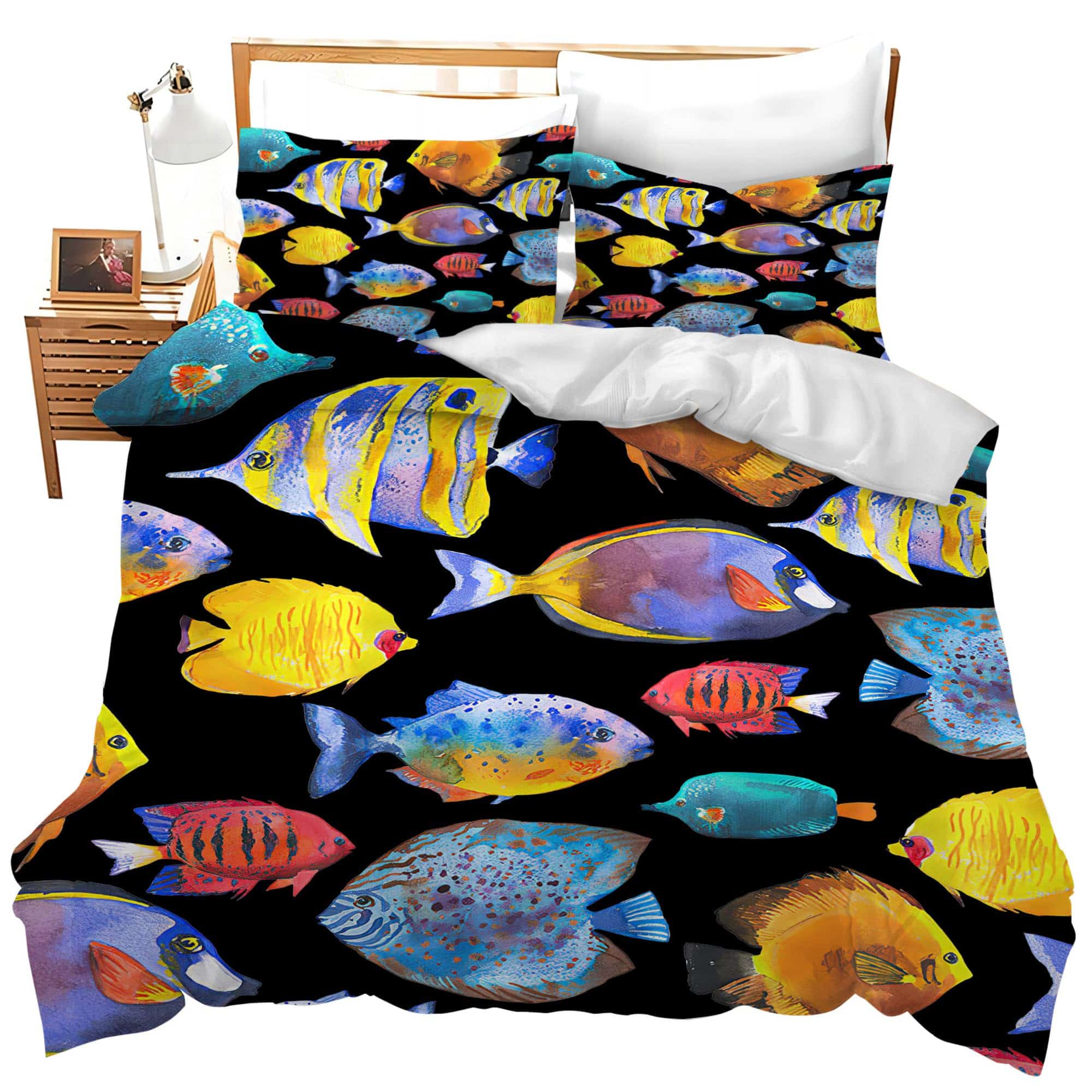Juego de Ropa de Cama con Estampado de Peces Tropicales
