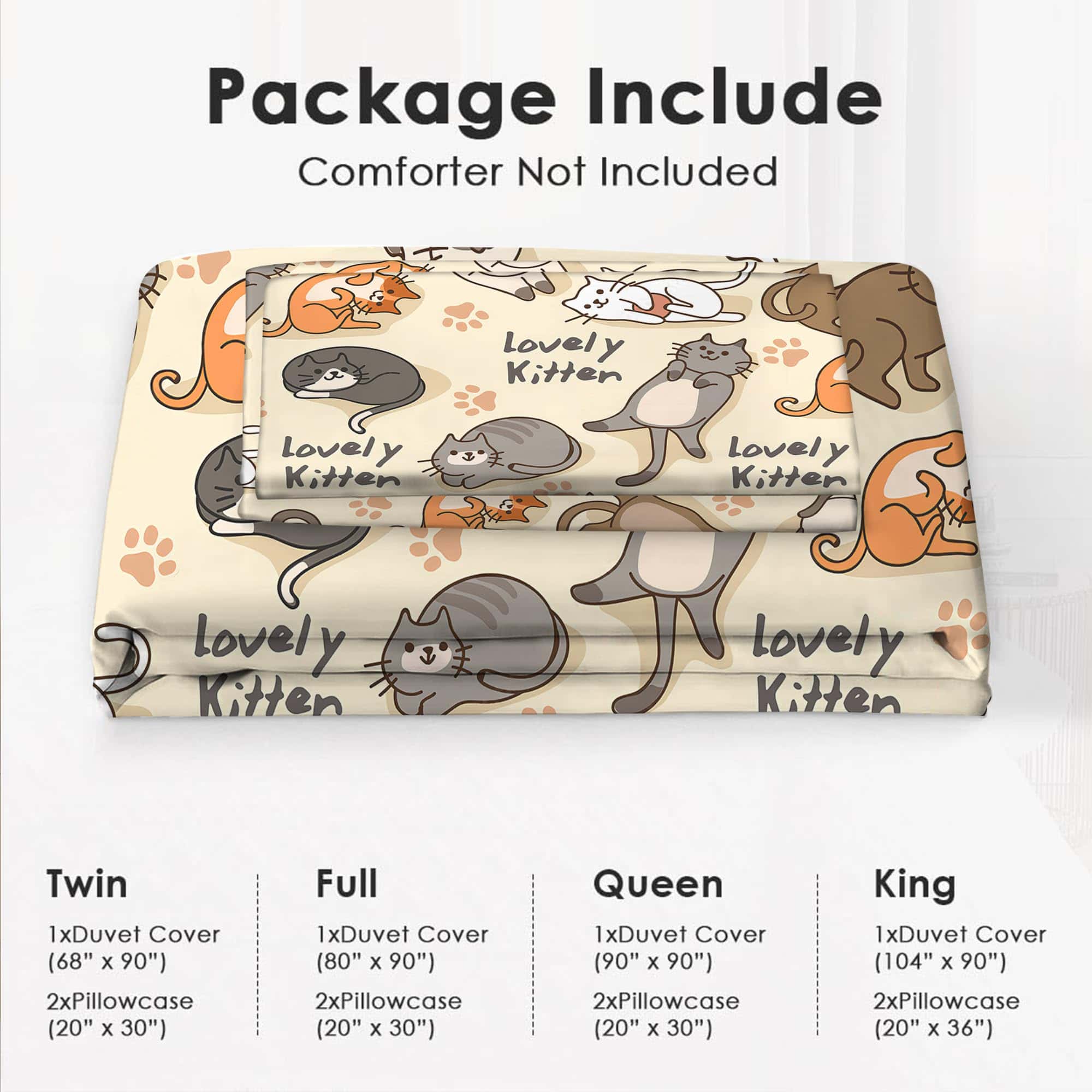 Juego de Ropa de Cama de Gato Lindo Cubierta de Edredón de - Imagen 7