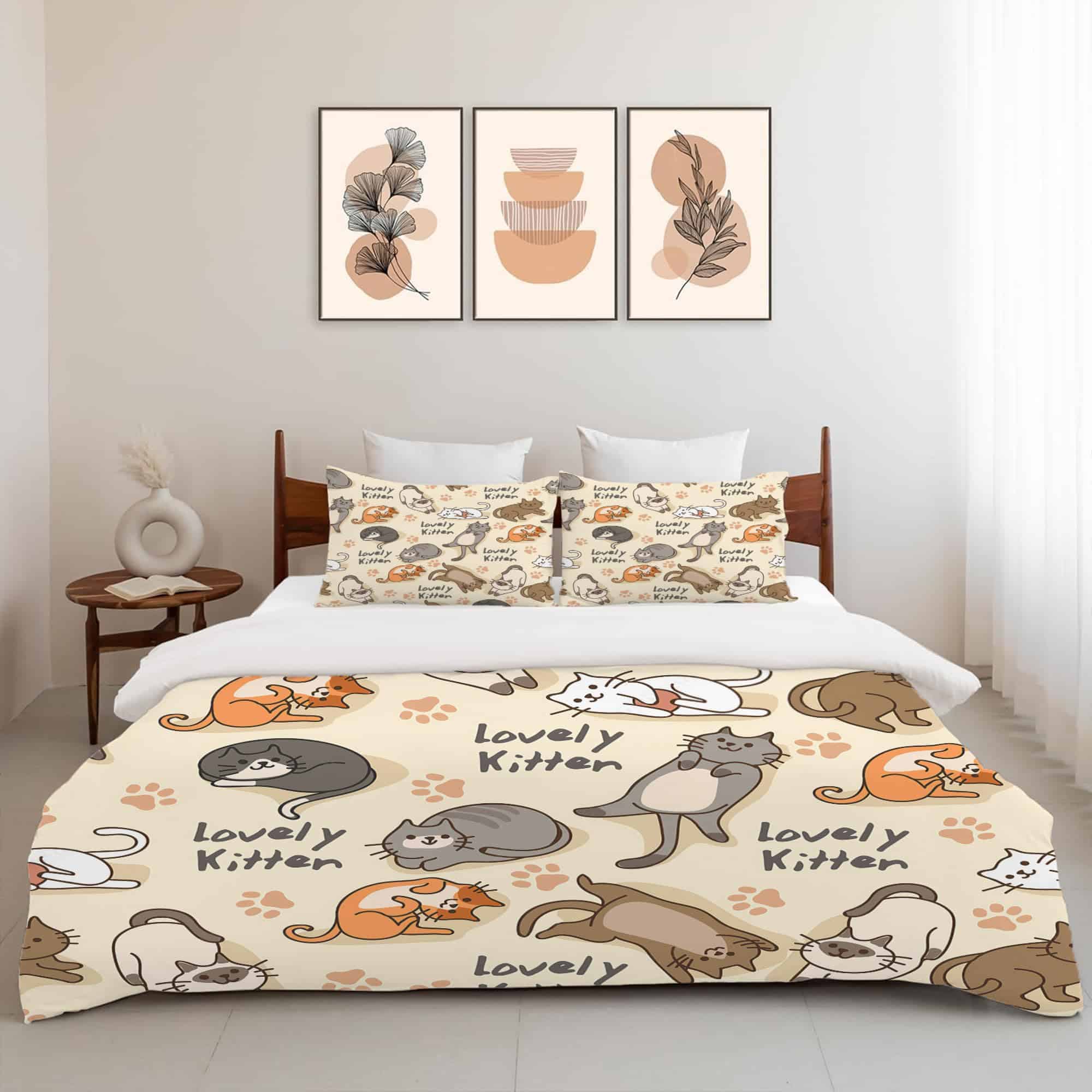 Juego de Ropa de Cama de Gato Lindo Cubierta de Edredón de - Imagen 3