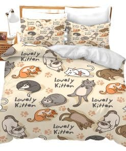 Set de Ropa de Cama de Gatos Lindos Juego de Funda de