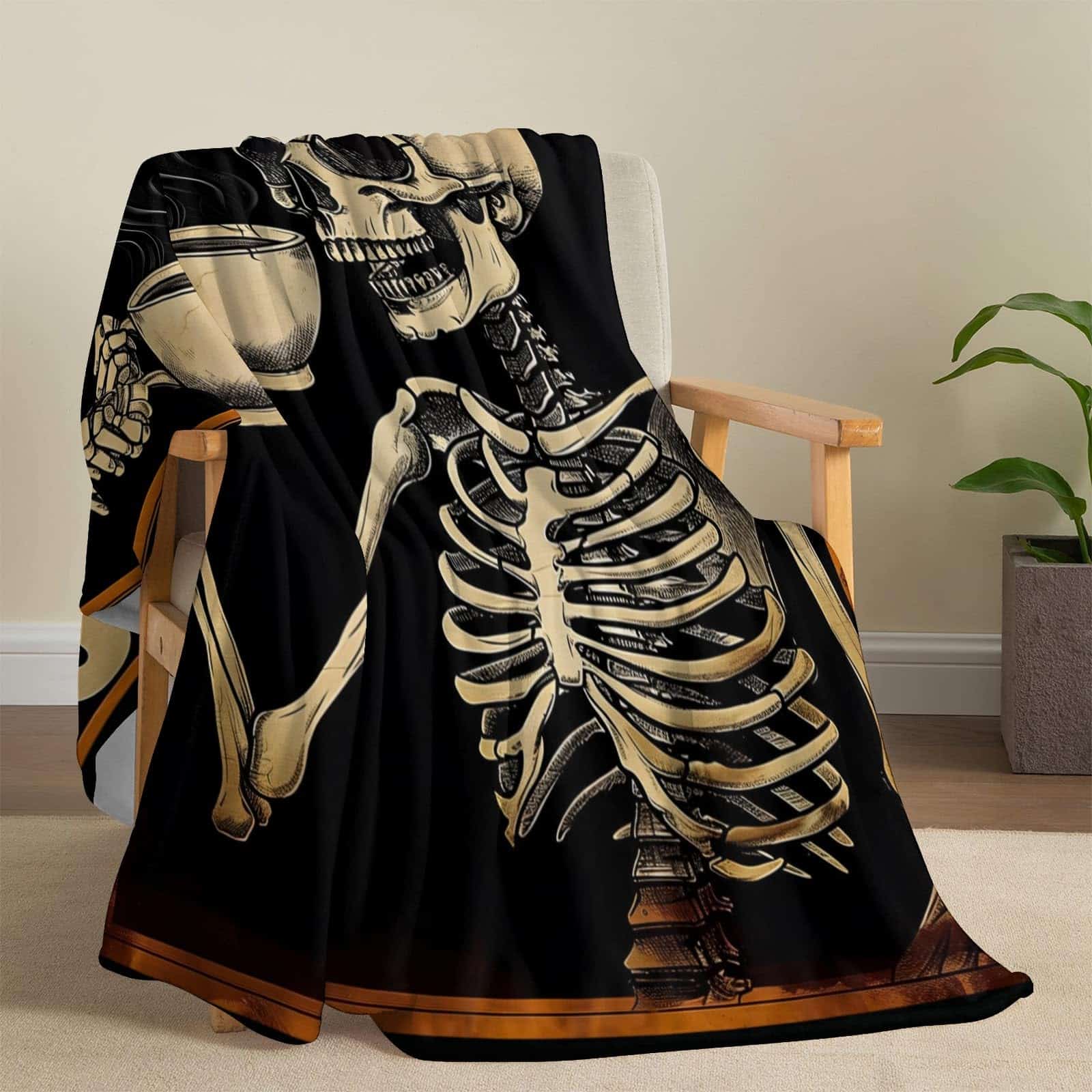 Manta de Franela con Estampado de Calavera PINKBAY, 50�60in - Imagen 3