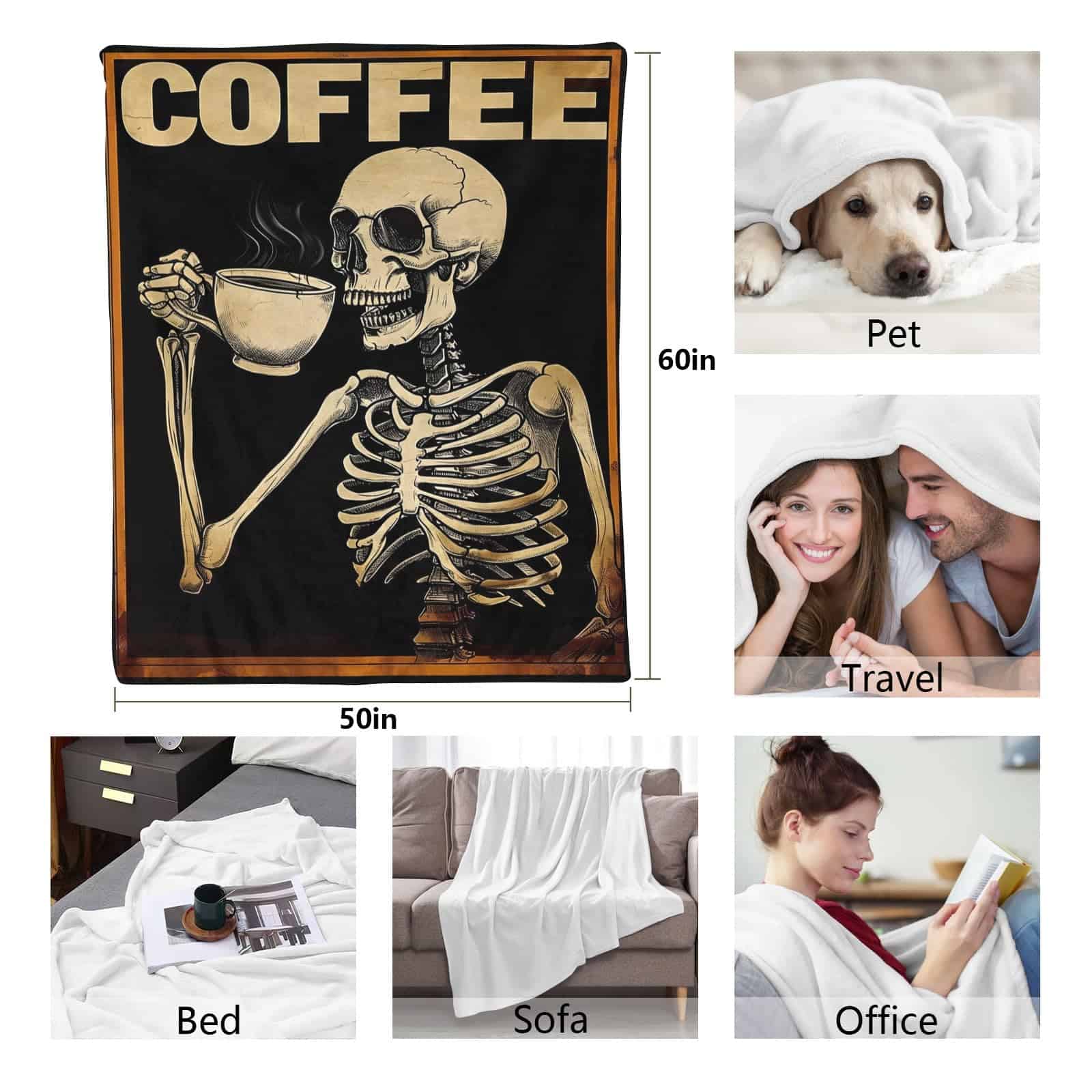 Manta de Franela con Estampado de Calavera PINKBAY, 50�60in - Imagen 7