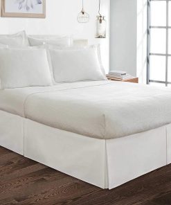 Faldón de Cama Tamaño Queen Estilo Plisado -Blanco