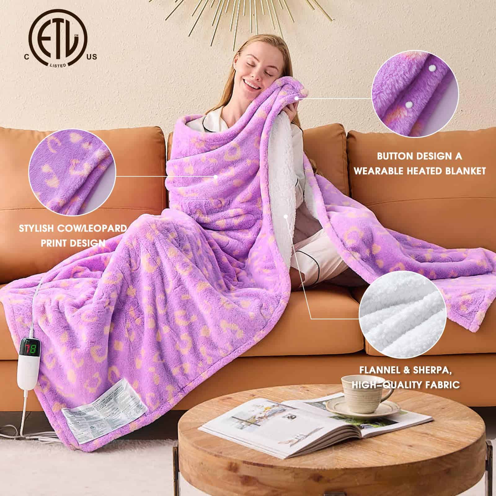 Manta Eléctrica Cálida, 62x84 Pulgadas Cobertor Eléctrico - Imagen 3