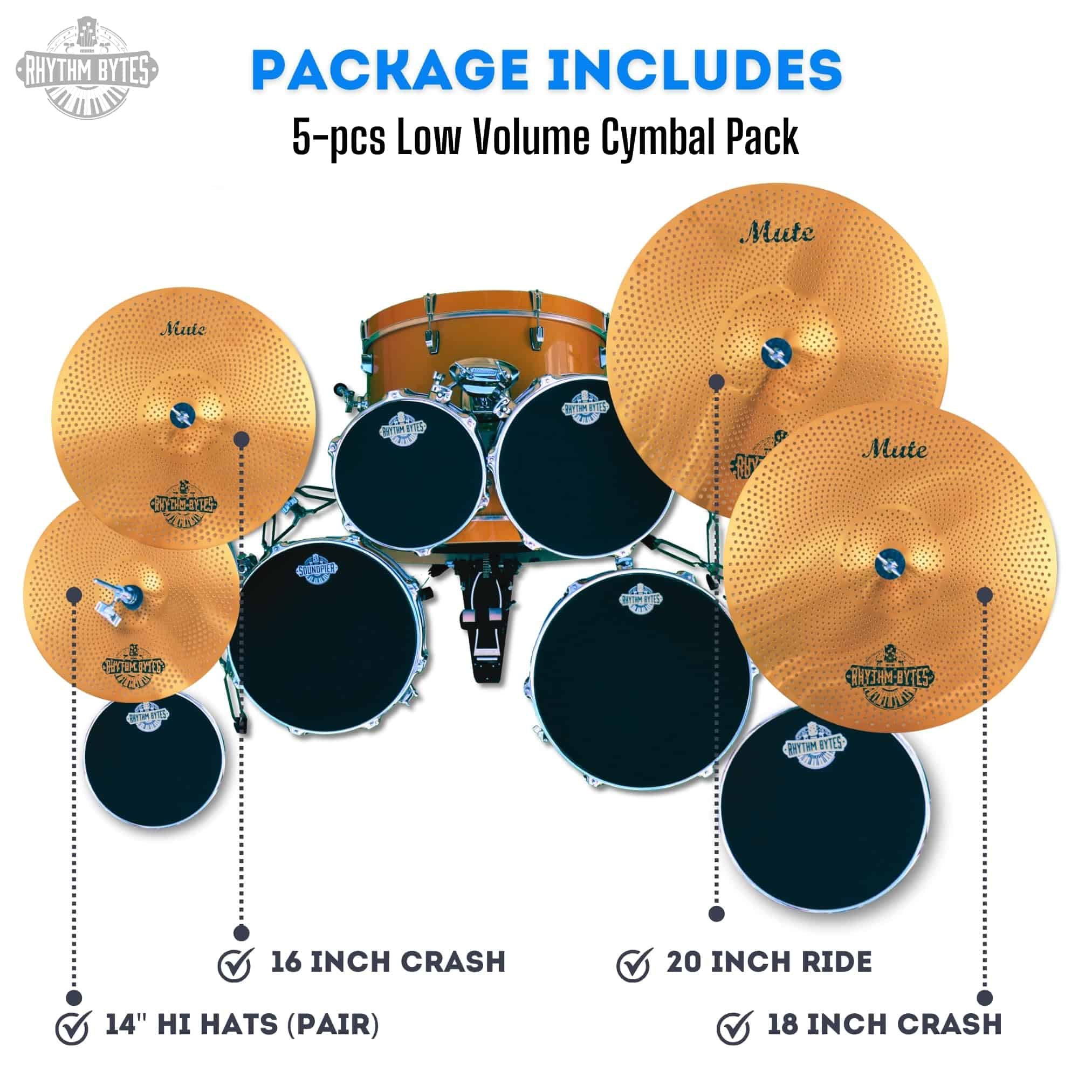 Paquete de Platillos de Baja Volumen Rhythm -Dorado - Imagen 3