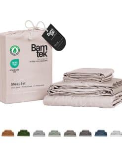 Juego de sábanas de bambú Bamtek 100% -Rosa