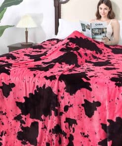 Manta Rosa de Fresa Tamaño Reina - Suave Manta de Franela