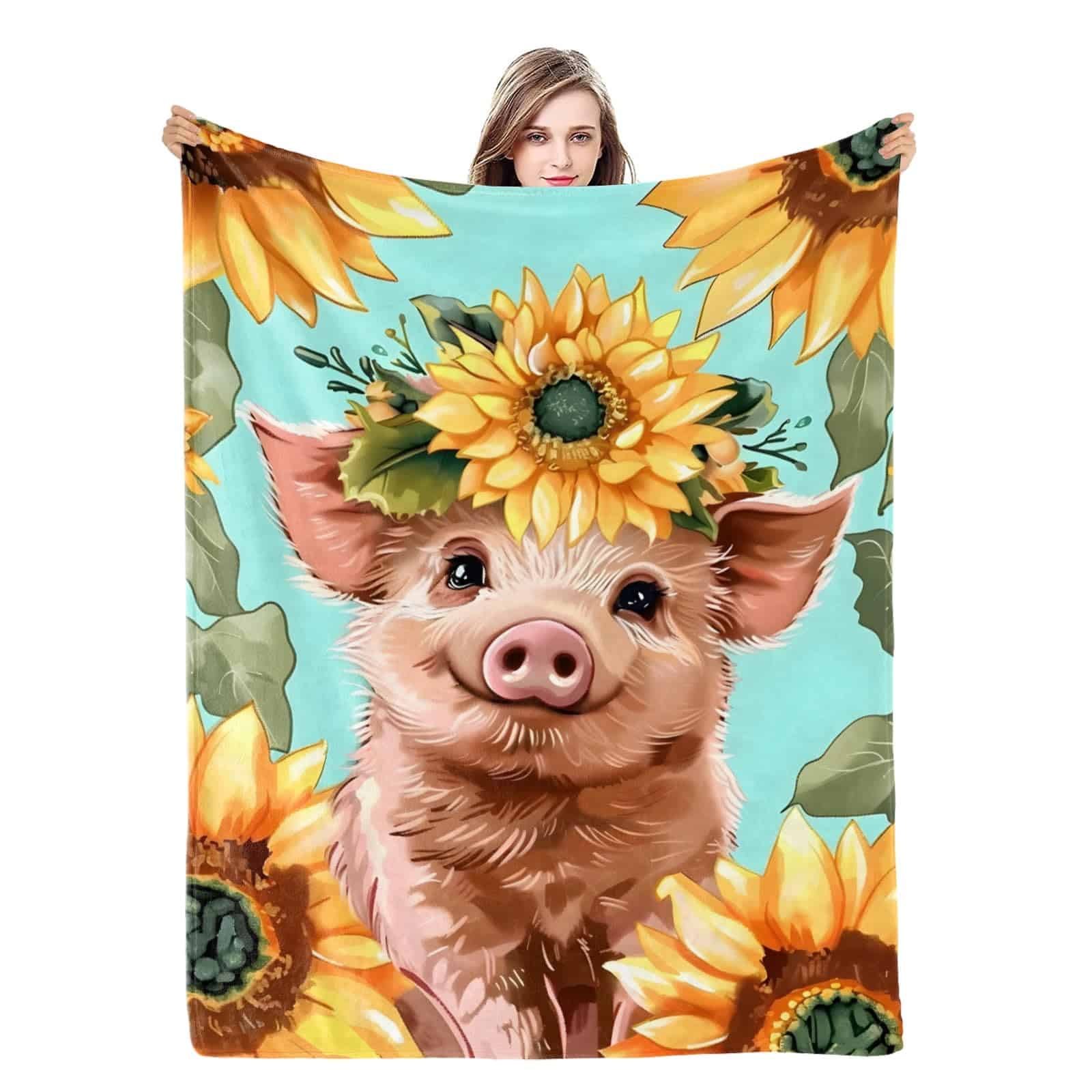 Manta de Lana Naniopick Cute Sunflowers Pig Gifts para