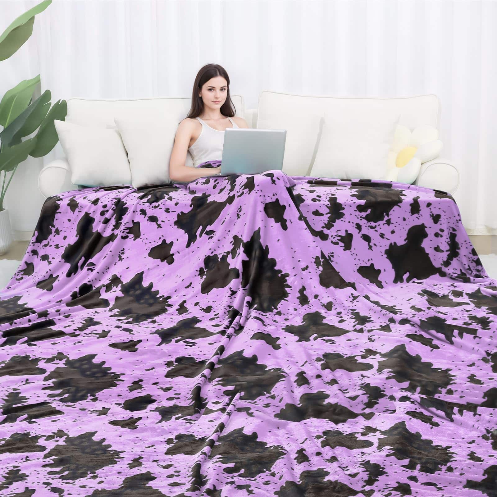 Manta Morada Suave Tamaño King Bonita Manta de Cama King