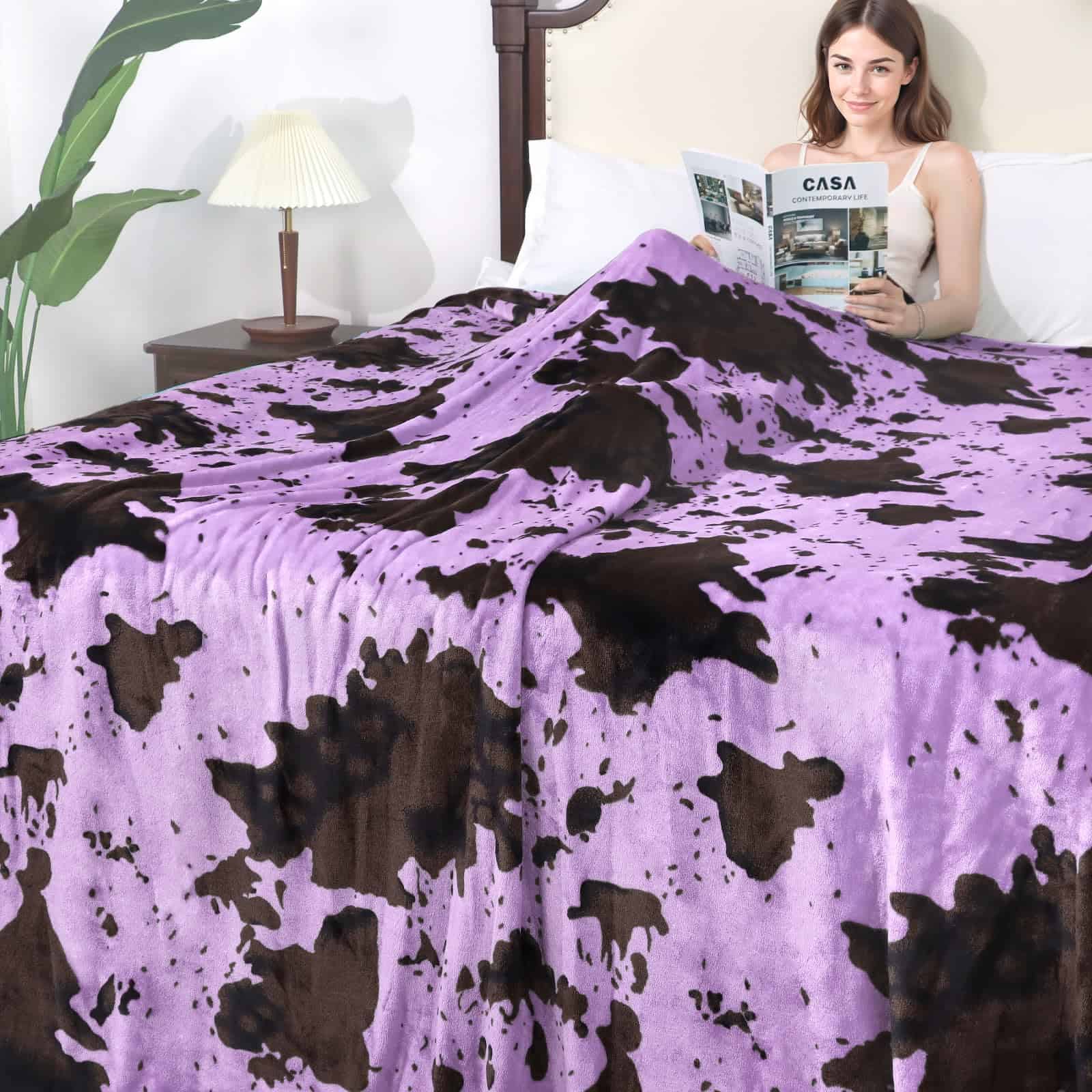 Manta Morada Suave Tamaño Queen Linda Manta de Cama de