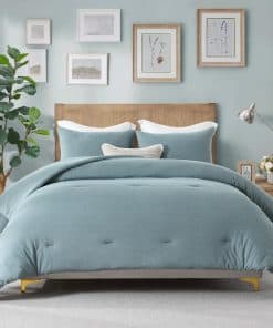 Juego de Edredón King Size de Algodón de -Azul Grisáceo