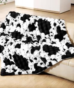 Manta de burbujas de piel de conejo sintética PLUUSHUU,