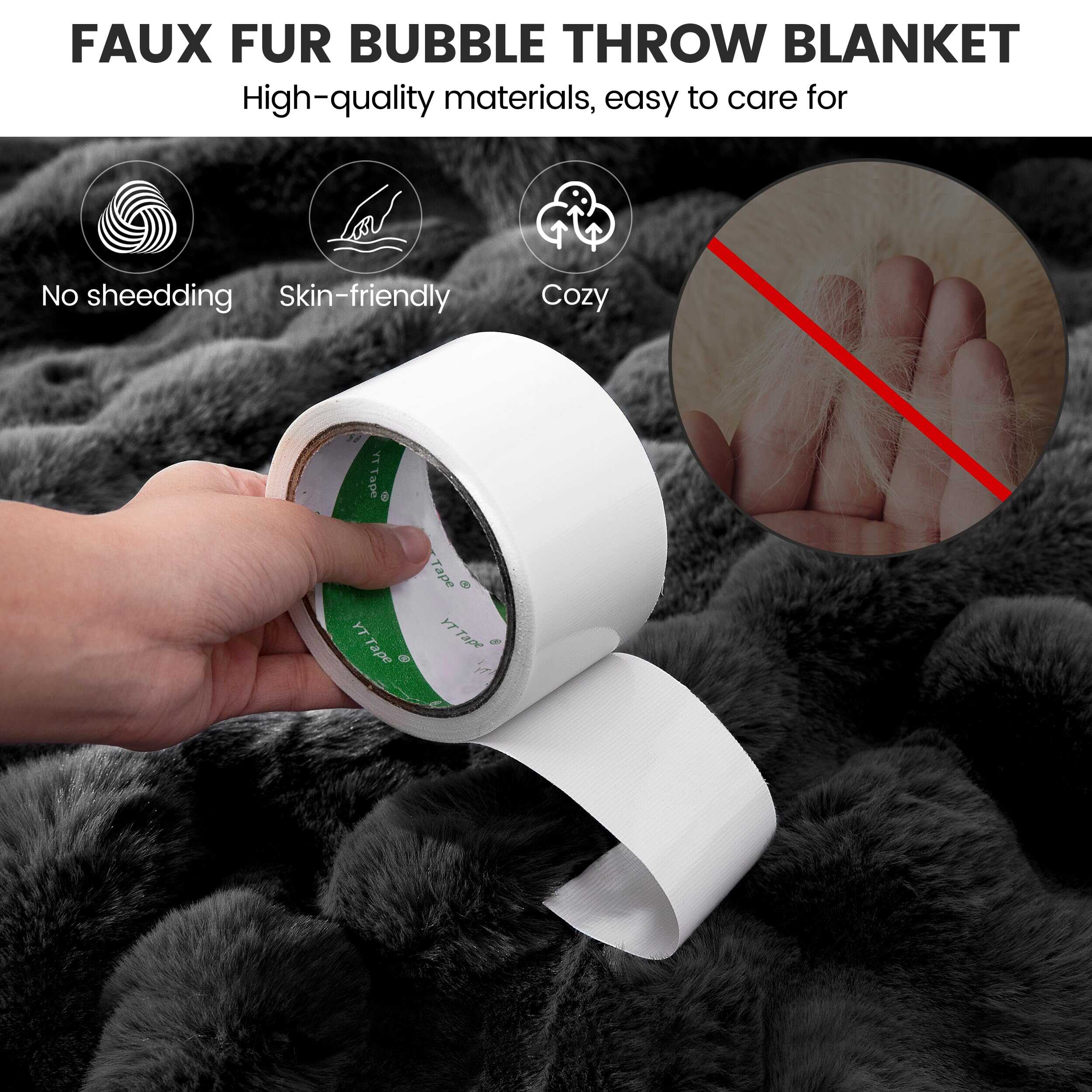 Manta Burbuja de Piel Sintética PLUUSHUU, Manta Esponjosa y - Imagen 7