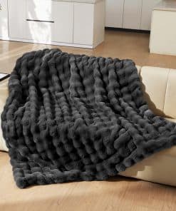 Manta Burbuja de Piel Sintética PLUUSHUU, Manta Esponjosa y