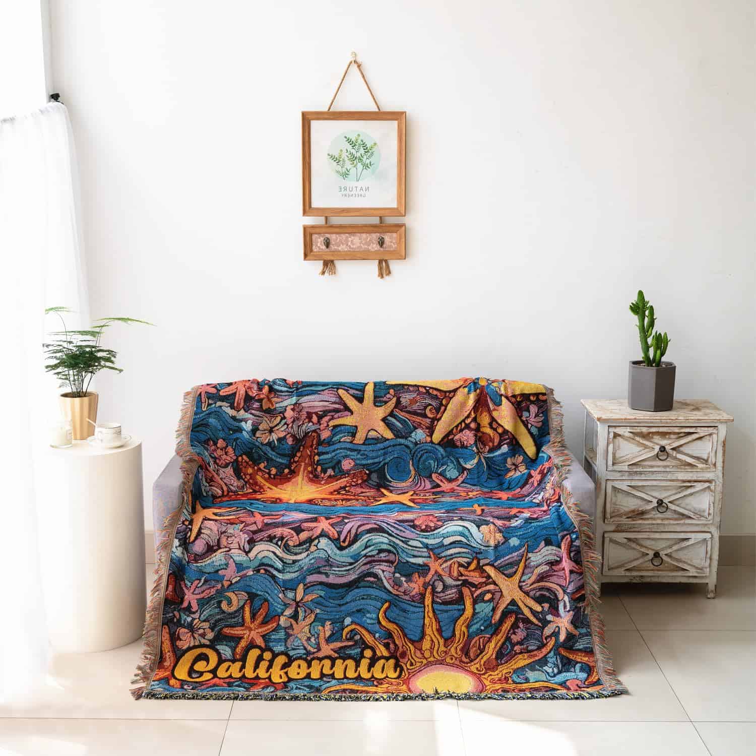 Manta Tejida con Borlas Doble Cara Mezcla de Algodón, - Imagen 3