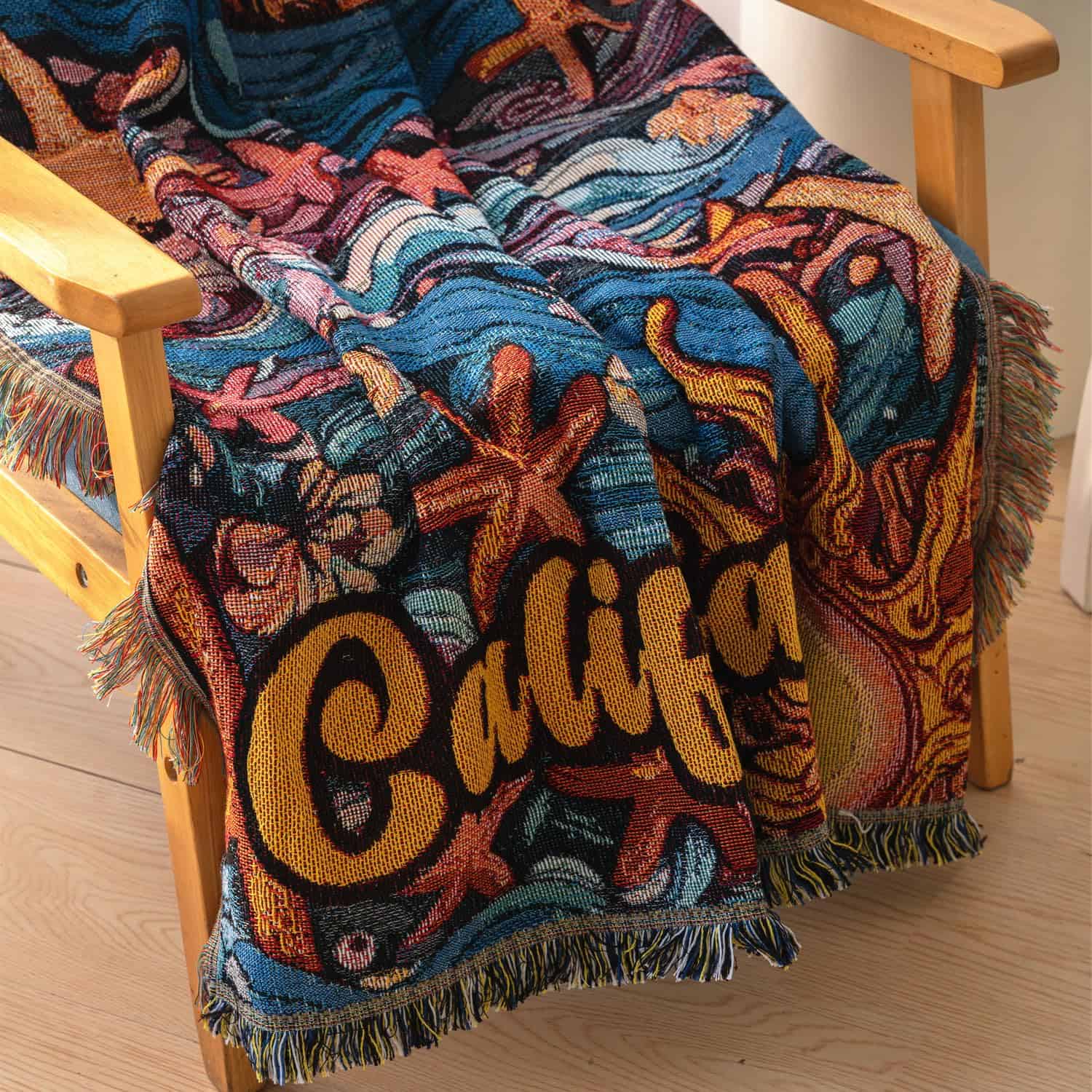 Manta Tejida con Borlas Doble Cara Mezcla de Algodón, - Imagen 6