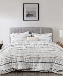 Chezmoi Collection Juego de edredón de algodón jacquard de