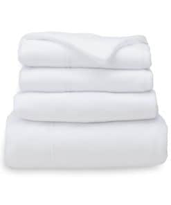 Juego de sábanas de microfelpa suave de -Blanco puro