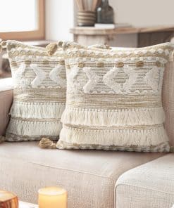 Fundas de Almohada Decorativas Boho con Flecos y Borlas