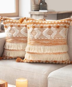 Fundas de cojín decorativas Boho AELS con flecos y borlas