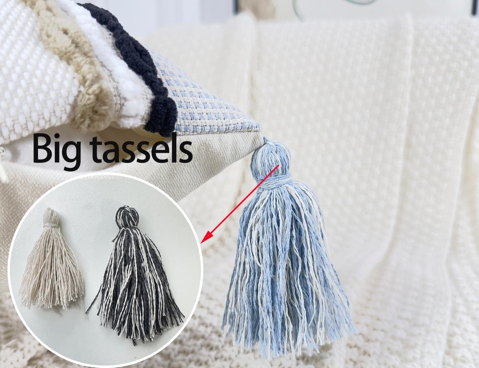 Cojín Largo de Chenille y Algodón para -Caqui - Imagen 6