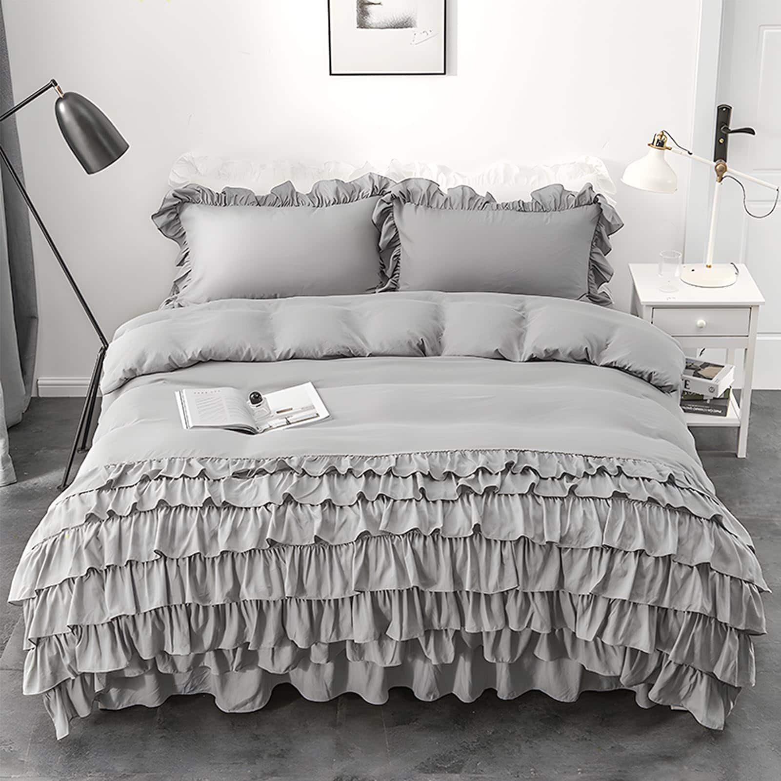 Juego de Funda de Edredón con Volantes King Size Rvciby,