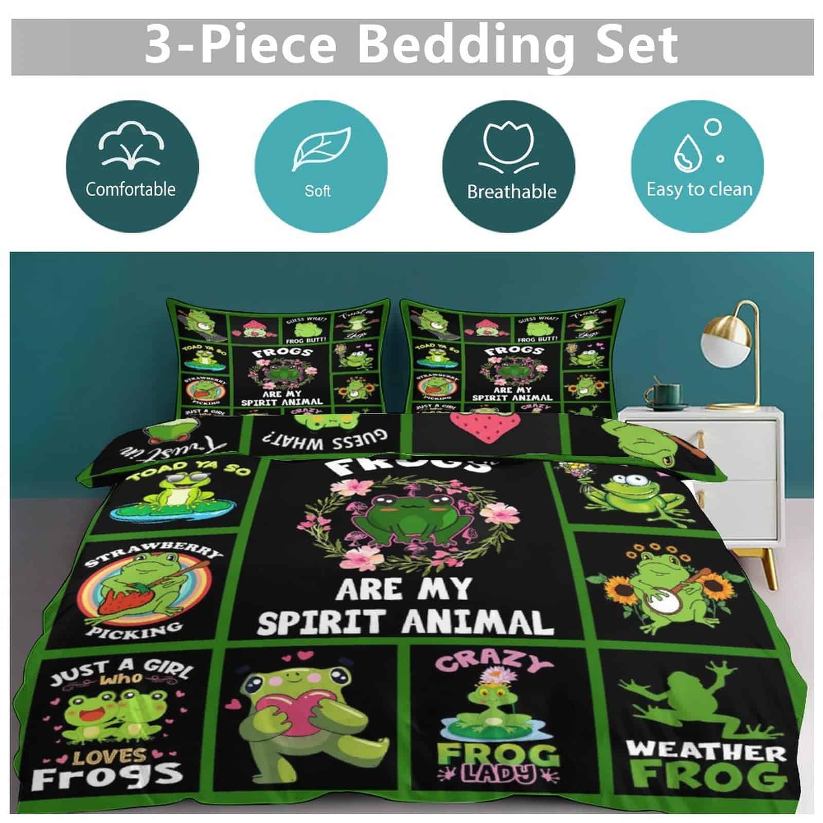 Set de Ropa de Cama de Divertidos Sapos 3 Piezas de - Imagen 7