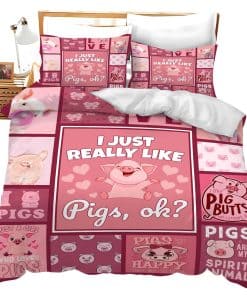 Juego de Ropa de Cama de Cerdo Lindo 3 Piezas Microfibra