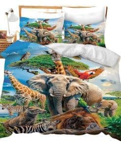 Set de Ropa de Cama de Animales Divertidos 3 Piezas Suave y