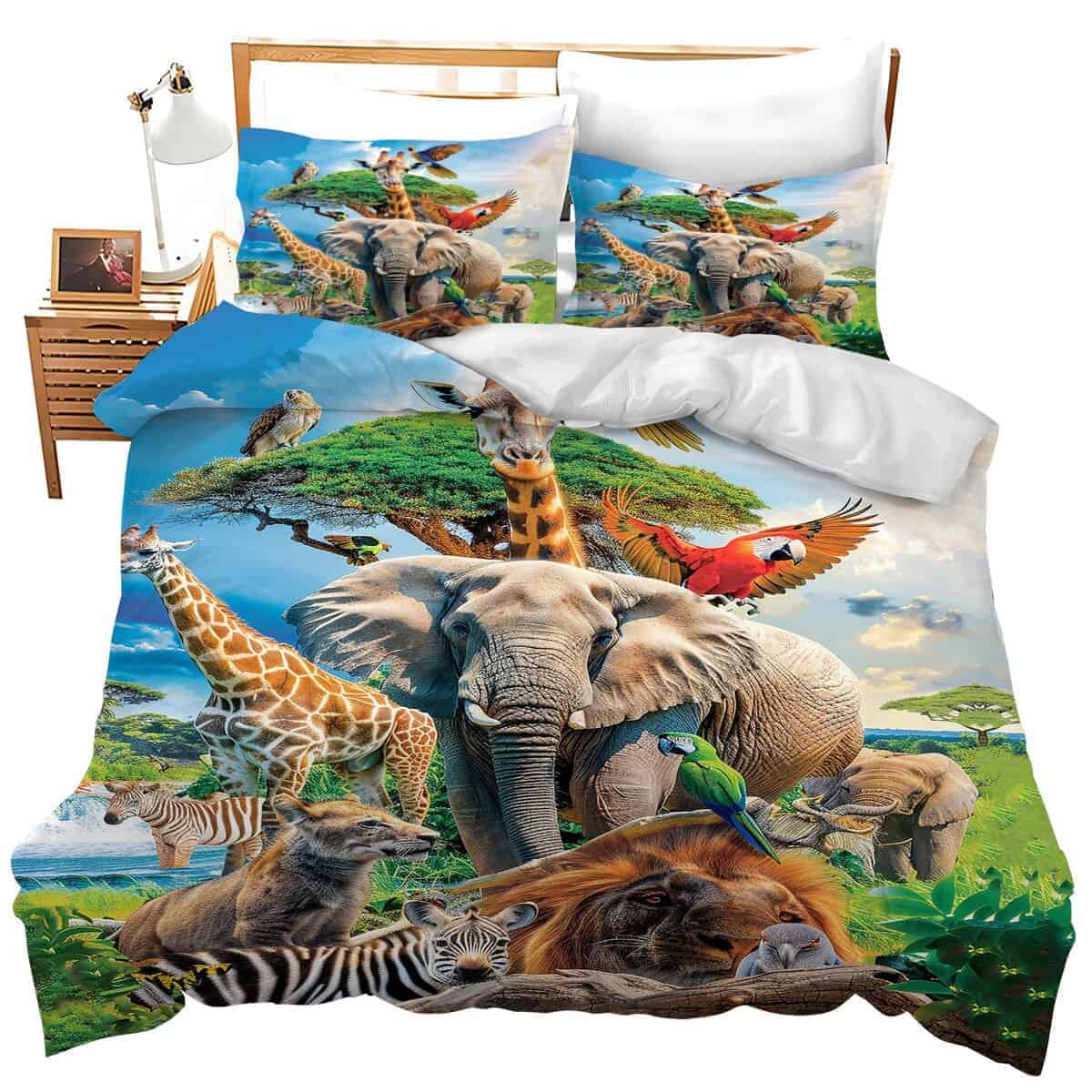 Set de Ropa de Cama de Animales Divertidos 3 Piezas Suave y
