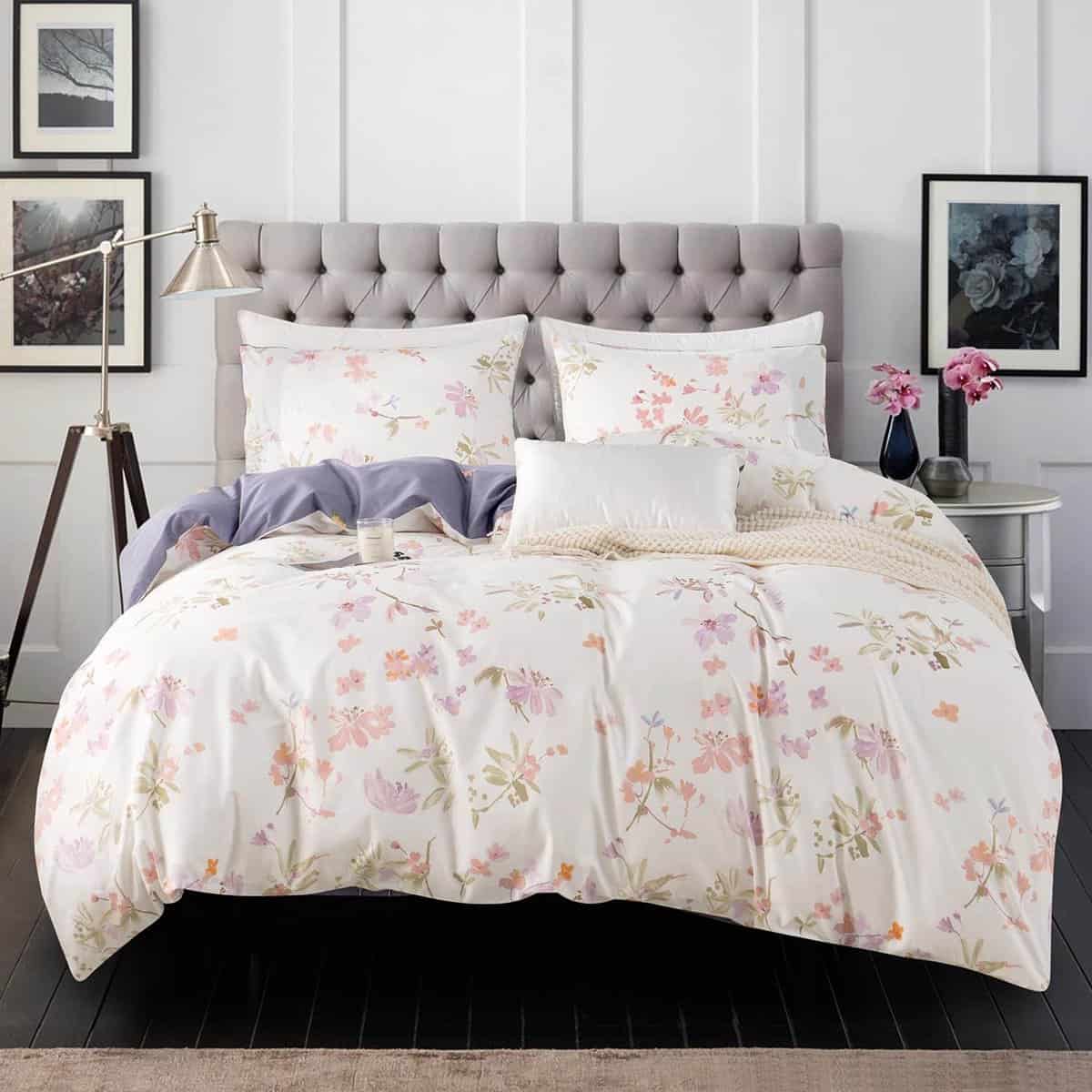 Jane yre Cubierta Floral para Edredón King de Algodón Suave