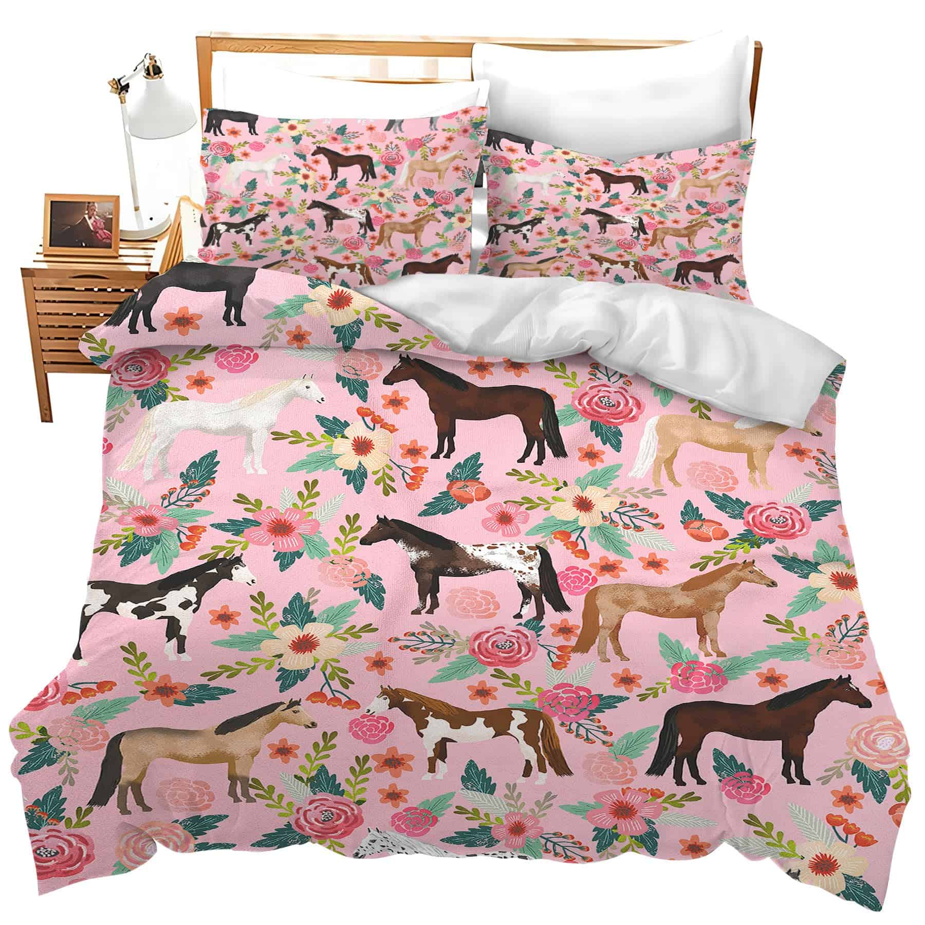 Set de Ropa de Cama de Caballos 3 Piezas Suave y Ligero