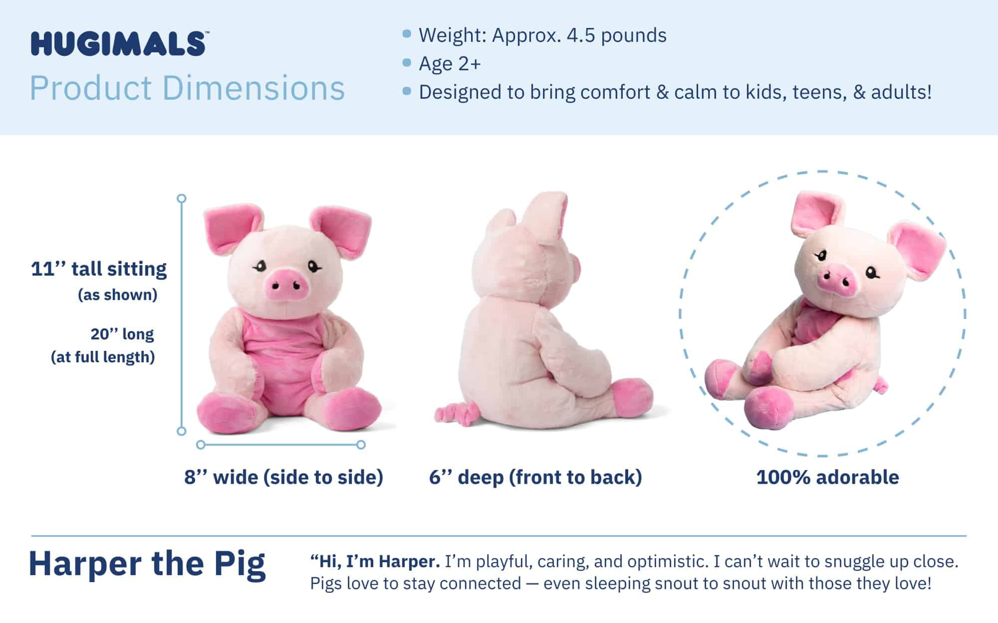 HUGIMALS Harper The Pig 4.5 lb Heavy Cute Weighted Comfort - Imagen 6